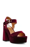 Dolce Vita Wayward Womens Block Heel Man Made Ankle Strap In Burgundy Velvet