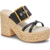 Dolce Vita Edwina Raffia Platform Slide Sandal In Onyx Raffia