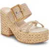Dolce Vita Edwina Raffia Platform Slide Sandal In White/natural Raffia