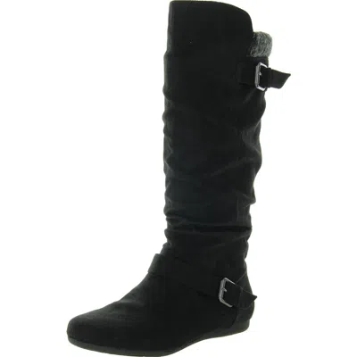 Dolce Vita Ella Way Womens Buckle Faux Suede Mid-calf Boots In Black