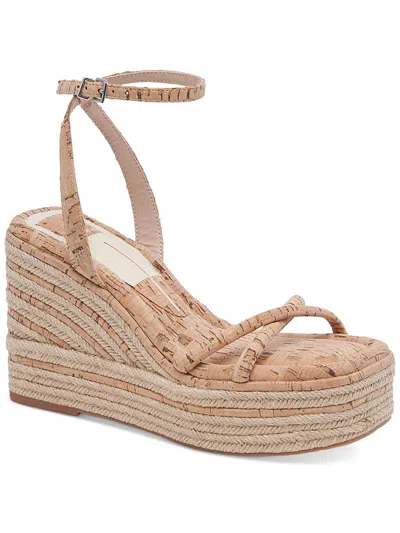 Dolce Vita Elvia Womens Ankle Strap Slip On Wedge Sandals In Beige