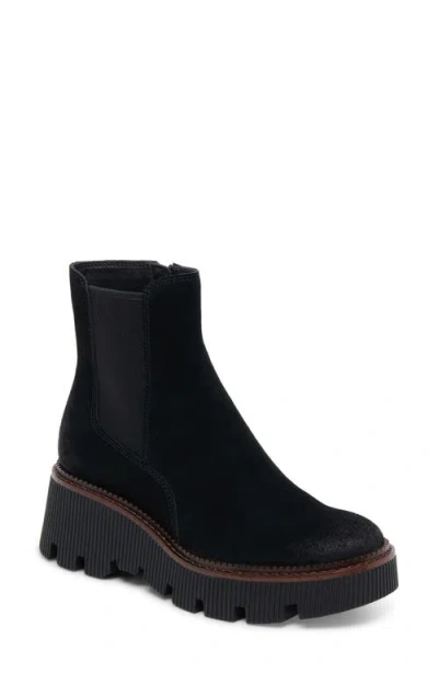 Dolce Vita Emmet H2o Waterproof Platform Bootie In Onyx Suede H2o