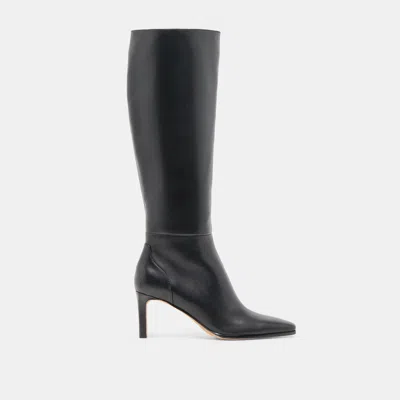 Dolce Vita Emmi Wide Calf Boots Black Leather In Animal Print