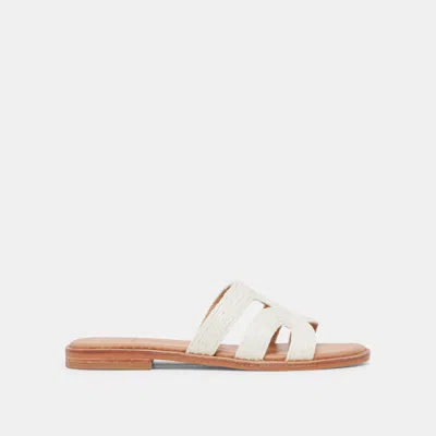 Dolce Vita Emon Wide Sandals White Raffia
