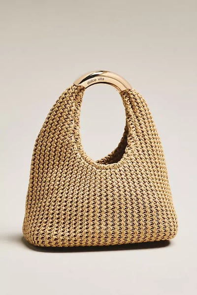 Dolce Vita Eveliser Raffia Mini Slouchy Bag In Brown