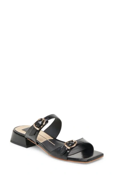 Dolce Vita Fabola Slide Sandal In Midnight Crinkle Patent