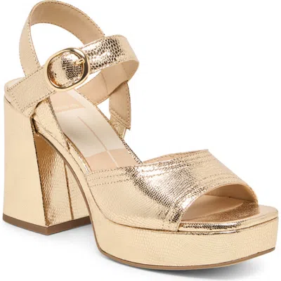 Dolce Vita Fatima Leather Platform Sandal In Gold