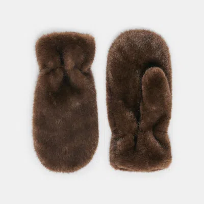 Dolce Vita Faux Fur Mittens In Espresso Size 1sfm By  In Brown