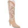 Dolce Vita Finley Stud Knee High Western Boot In Camel Suede