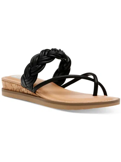 Dolce Vita Fiorella Womens Strappy Woven Slide Sandals In Black