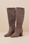 Dolce Vita Flapper Mushroom Taupe Suede Knee-high Boots In Taupe