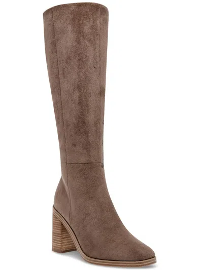 Dolce Vita Flapper Womens Faux Suede Round Toe Knee-high Boots In Grey
