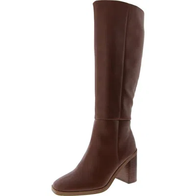 Dolce Vita Flapper Womens Faux Suede Round Toe Knee-high Boots In Brown