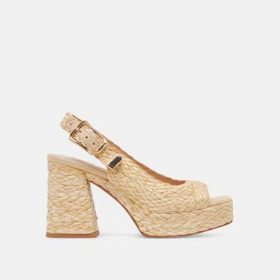 Dolce Vita Flores Heels Natural Raffia In Gold
