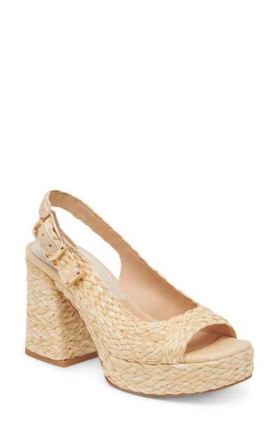 Dolce Vita Flores Slingback Platform Sandal In Natural Raffia