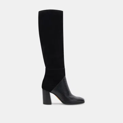 Dolce Vita Fynn Boots Black Multi Embossed Leather