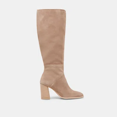 Dolce Vita Fynn Wide Calf Boots Truffle Suede In Brown