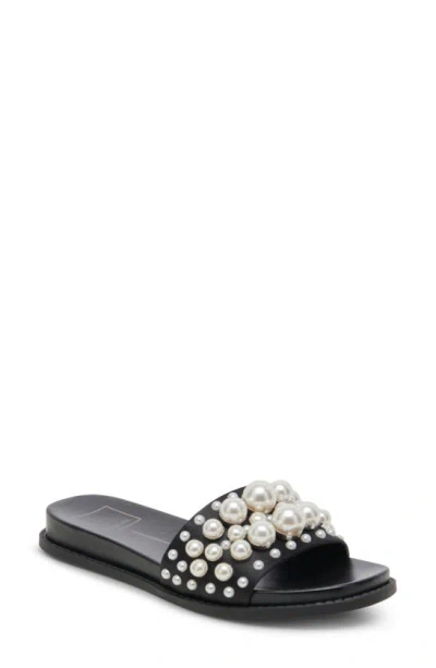 Dolce Vita Gabbi Imitation Pearl Slide Sandal In Black Pearls