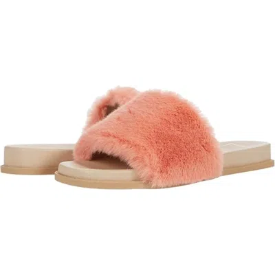 Dolce Vita Gaia Slippers Women's Orange Faux Fur Round Toe Slip-on Rhs8800