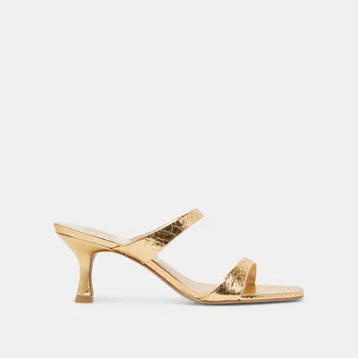 Dolce Vita Genora Heels Gold Distressed Leather