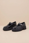 Dolce Vita Georgio Black Lug Sole T-strap Loafers In Black