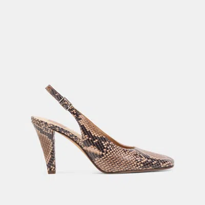 Dolce Vita Gessia Heels In Bark Embossed Leather Size 10 By  In Multi