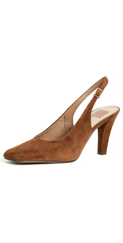 Dolce Vita Gessia Slingback Suede Heels Rust Suede In Brown