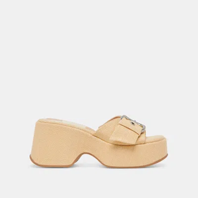 Dolce Vita Gisel Heels Lt Natural Woven Raffia In Yellow