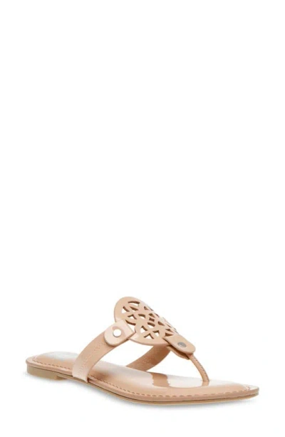 Dolce Vita Gotie Laser Cut Studded Thong Sandal In Blush Patent