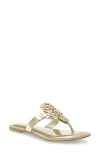 Dolce Vita Gotie Laser Cut Studded Thong Sandal In Champagne Patent