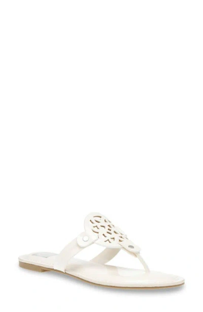 Dolce Vita Gotie Laser Cut Studded Thong Sandal In Ivory Patent