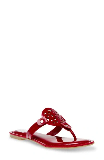 Dolce Vita Gotie Laser Cut Studded Thong Sandal In Red Patent