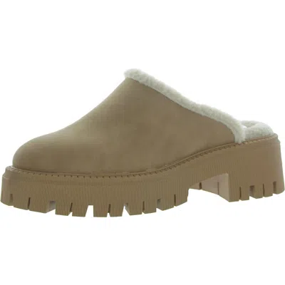 Dolce Vita Gracelyn Womens Faux Leather Platform Loafer Slippers In Beige