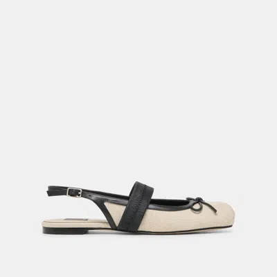 Dolce Vita Grifan Flats In Natural Black Linen Size 12 By  In Neutral