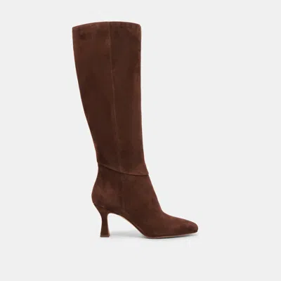 Dolce Vita Gyra Extra Wide Calf Boots Dk Brown Suede