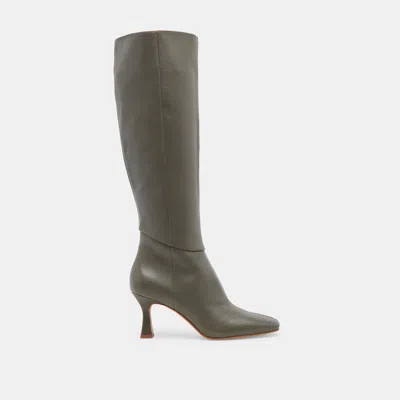 Dolce Vita Gyra Wide Calf Boots Dark Olive Leather
