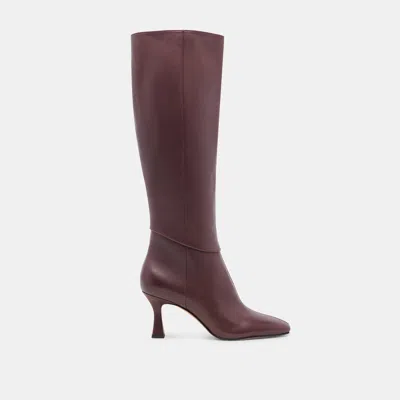 Dolce Vita Gyra Wide Calf Boots Wine Leather In Burgundy