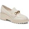Dolce Vita Harlen Platform Loafer In Ivory Crinkle Patent