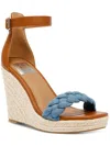 DOLCE VITA HARRIAT WOMENS FAUX LEATHER ANKLE STRAP WEDGE SANDALS