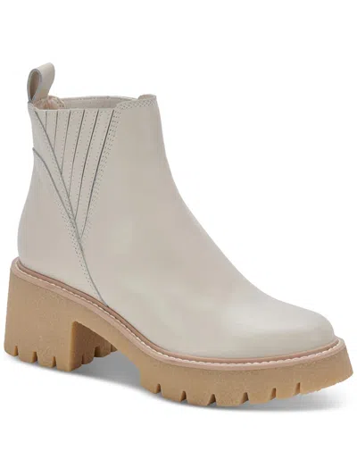 Dolce Vita Harte H20 Womens Almond Toe Chelsea Ankle Boots In White