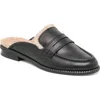 Dolce Vita Harvey Faux Fur Lined Mule In Midnight Crinkle Patent Stella