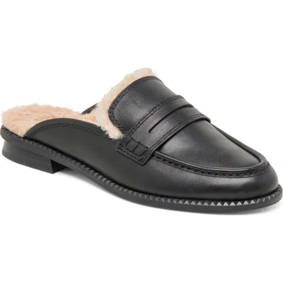 Dolce Vita Harvey Faux Fur Lined Mule In Midnight Crinkle Patent Stella