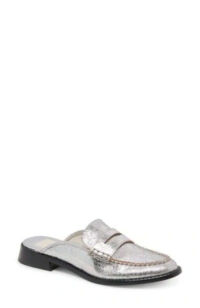 Dolce Vita Havan Loafer Mule In Silver Distressed Leather