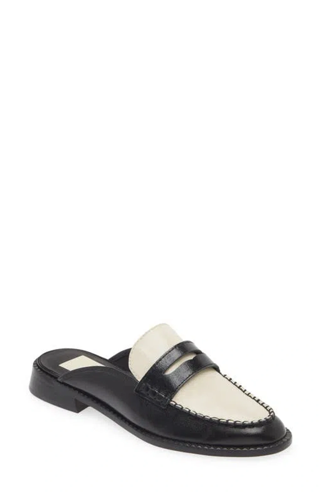 Dolce Vita Havan Loafer Mule In White/black Crinkle Patent  display picture 1
