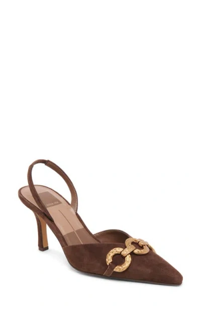 Dolce Vita Haylee Slingback Pointed Toe Pump In Dark Brown Suede