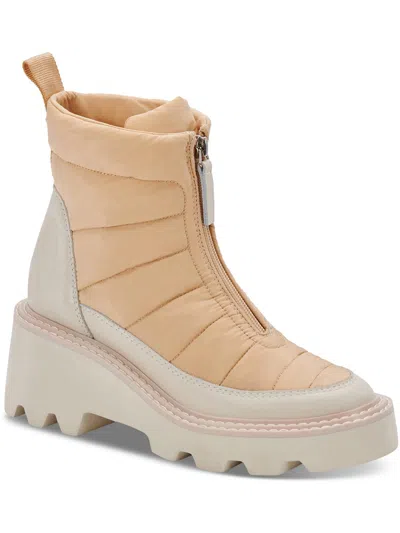 DOLCE VITA HELKI WOMENS QUILTED PLATFORM WEDGE BOOTS