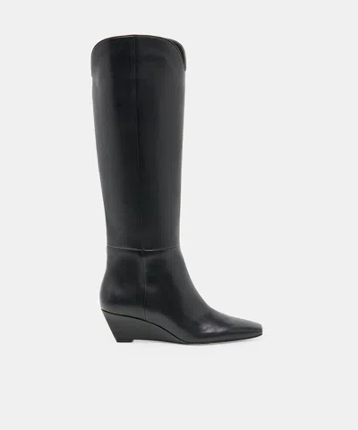 Dolce Vita Henra Boots In Black Leather Size 6 By