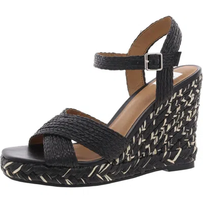 Dolce Vita Herd Womens Raffia Ankle Strap Wedge Sandals In Black