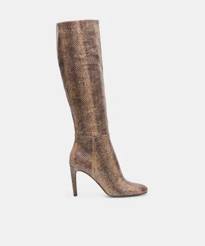 Dolce Vita Heyes Boots In Snake Tan Embossed Leather Size 6 By  In Animal Print