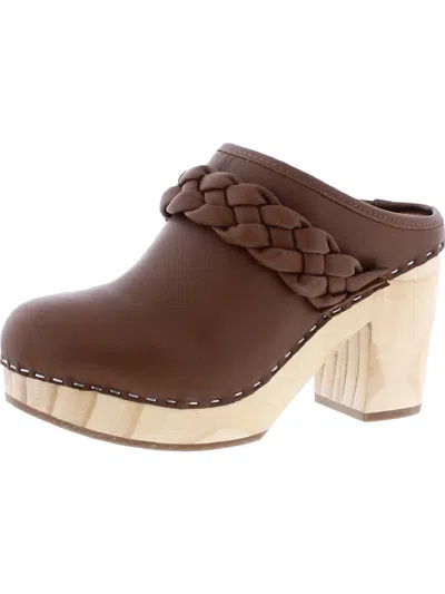 Dolce Vita Hila Womens Leather Slip On Clogs In Brown